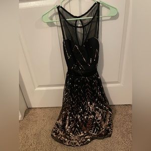Formal short black sequin dress